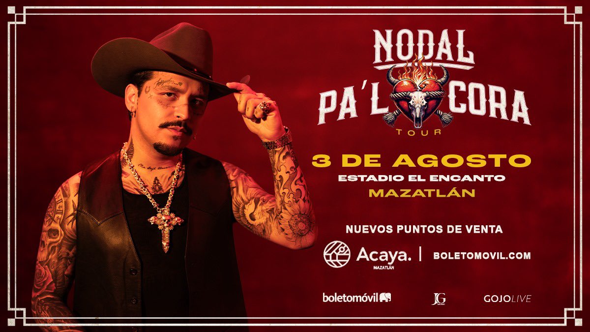 GojoLiveMx's tweet photo. Adios amor, kbron y medio y muchas más, escucharemos el 3 de agosto con Christian Nodal en la casa del @MazatlanFC boletos en @boletomovil y Plaza Acaya ❤️‍🔥❤️‍🔥

https://t.co/5EDXYbR7Hf https://t.co/FEJ0JJ7OQc