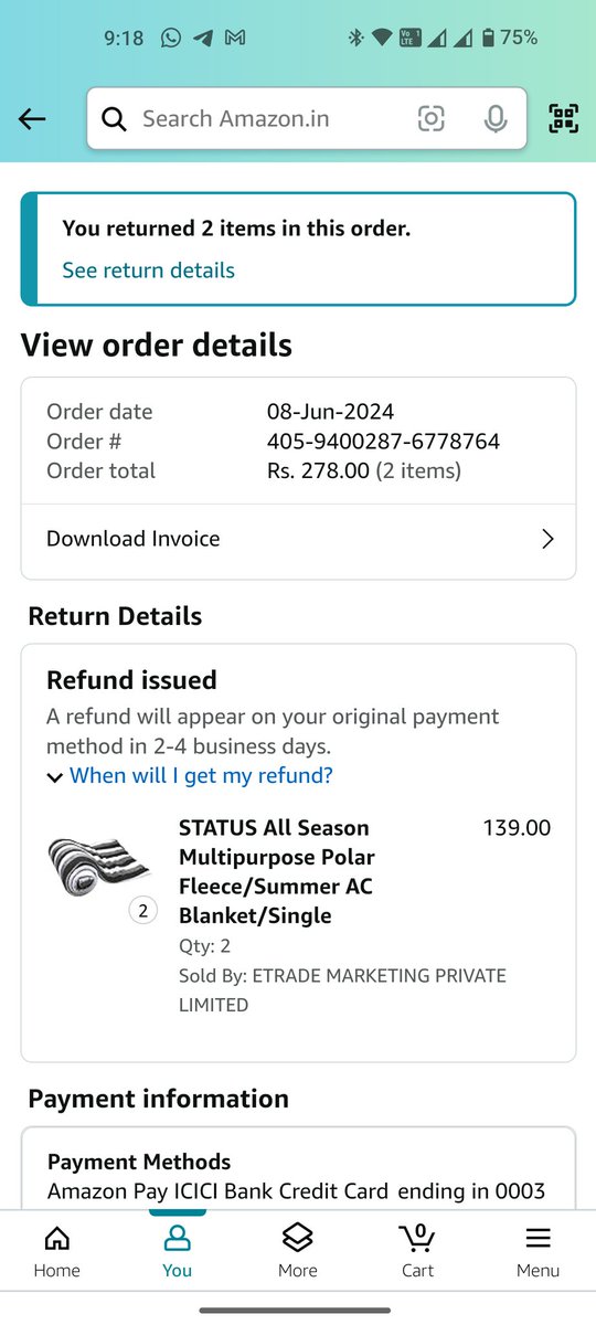 pal_akhand's tweet photo. @amazonIN @AmazonHelp 
Prime costomer r being deceive by
Amazon for fast delivery 
Order being returned b/c I rejected
I ordered first on 8/6/24
status returned - I rejected
I ordered again 9/6/24
Status returned- I rejected
I m mad 2 order twice,prepay &amp;reject
No cstmr suport https://t.co/SrAEyzVkBA