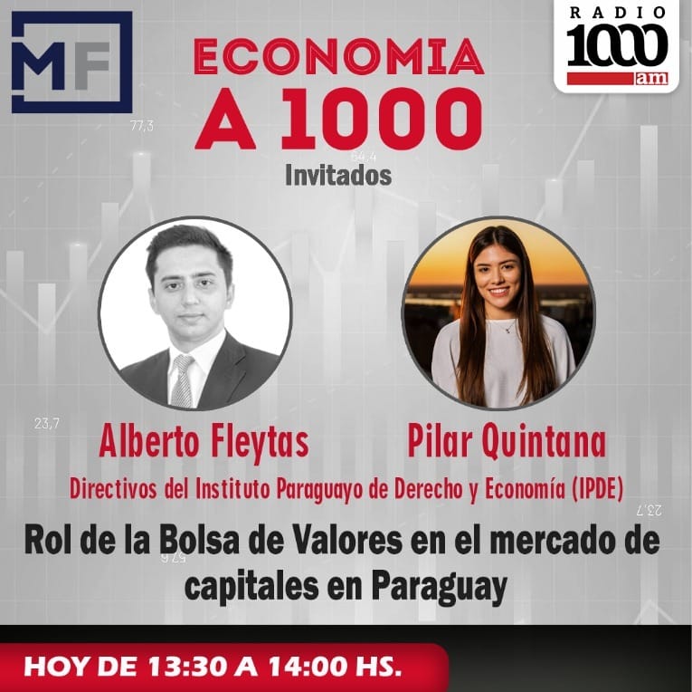 ‼️Hoy en #EconomíaA1000 conversaremos con Alberto Fleytas y  Pilar Quintana, directivos del <a href="/IPDEpy/">Instituto Paraguayo de Derecho y Economía</a> 

📣 Seguí el programa                       
🎙️ 1000noticias.com.py       

📺 Canal 27 Tigo Star o por
youtube.com/@1000noticias/… 

📲 0994 674 000