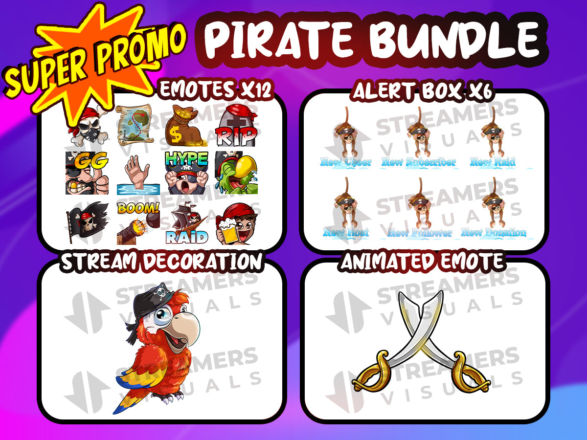Ahoy, streamers! 🏴‍☠️ Elevate your channel with our Pirate Bundle 1! Emotes, alerts, and decorations await. Set sail now! 🌊 #Twitch #StreamerLife

👉 streamersvisuals.com/products/pirat…