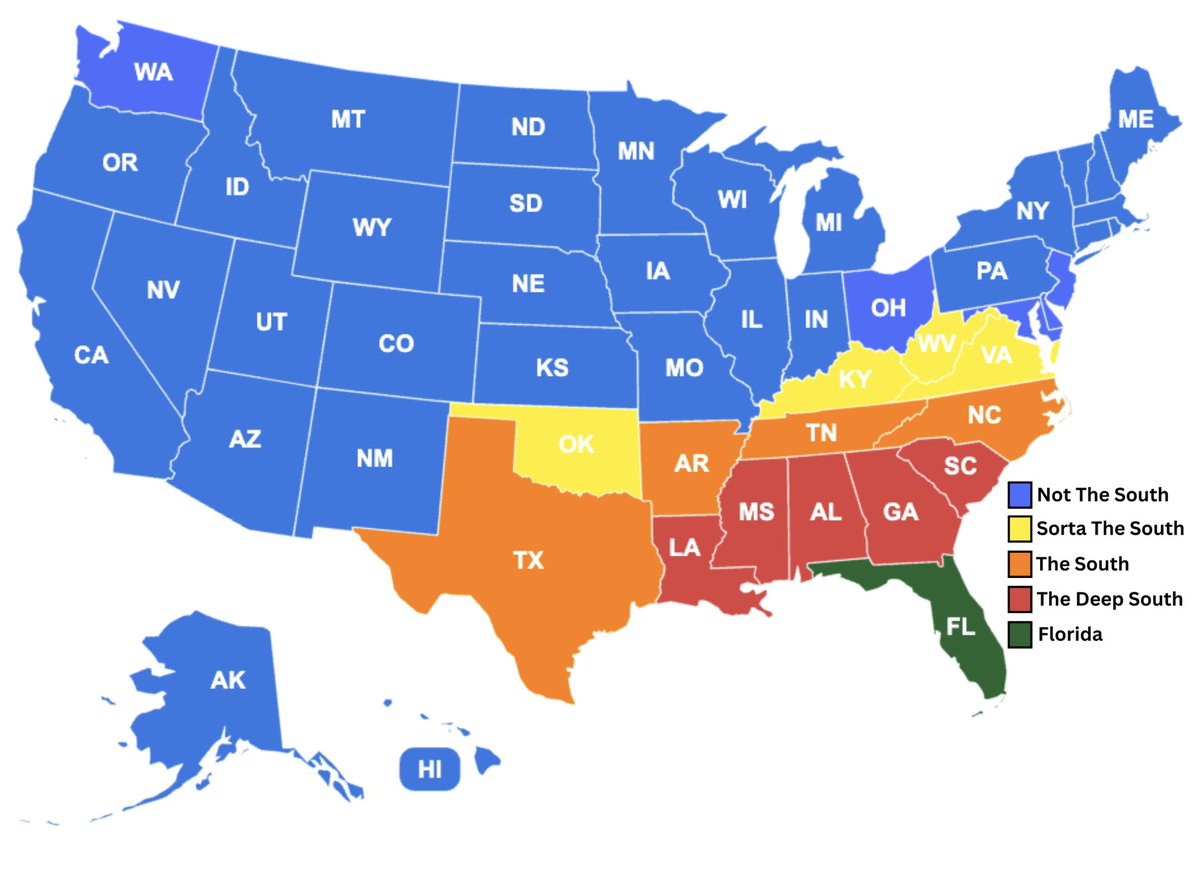 Yee Yee Apparel (@yeeyeeapparel) on Twitter photo Is this the most accurate map of “The South”? Is this the most accurate map of “The South”?