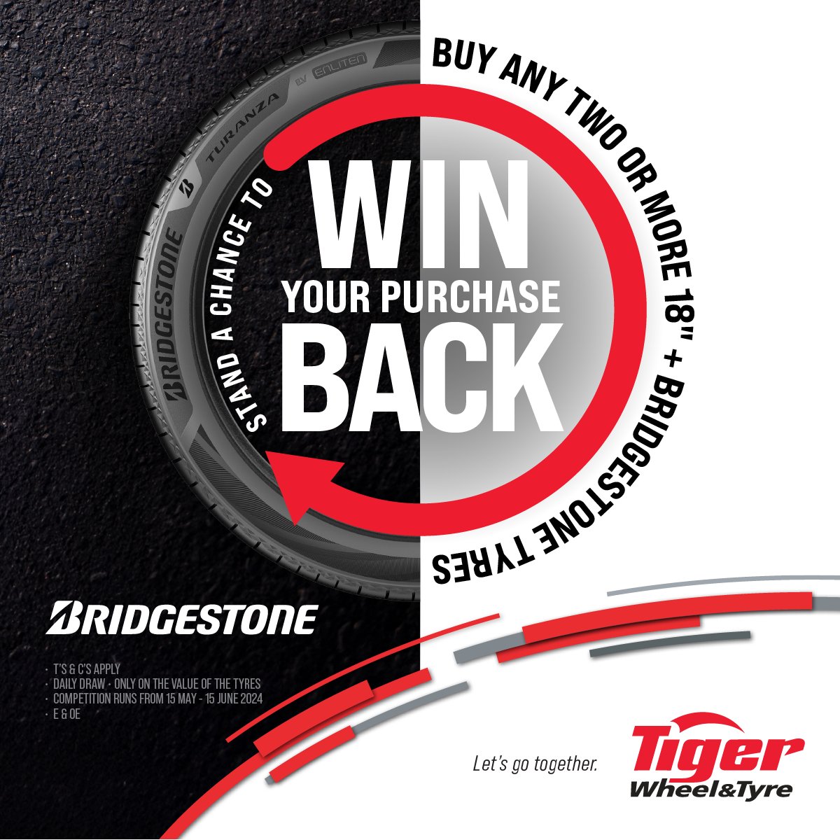 TigerWheelnTyre's tweet photo. Last chance to win back your #Tyres with #Bridgestone &amp; #TigerWheelnTyre!

Shop now: https://t.co/2aIQ3Lehkm

#LetsGoTogether #BridgestoneTyres #newtyres #premiumtyres #18inchtyres #Deals #Offers #SpecialOffers #FitmentExperts #FREE  #WinBackYourPurchase https://t.co/oOLWinkP0s