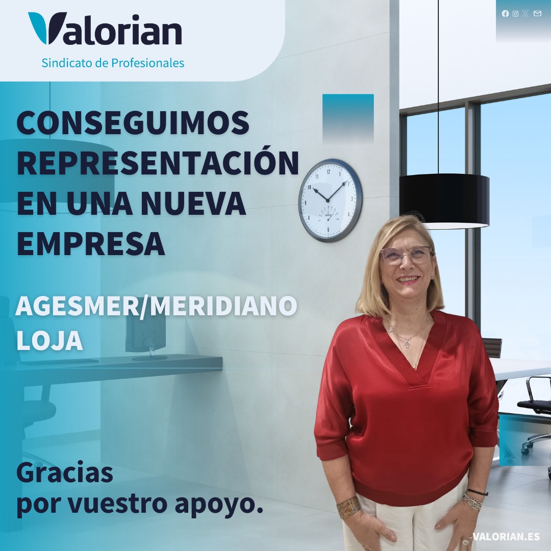 Valorianenred's tweet photo. VALORIAN CONSIGUE REPRESENTACIÓN EN UNA NUEVA EMPRESA 

Con esta nueva delegada obtenida en este proceso, seguimos creciendo y ampliando nuestra representación en el sector de Seguros. 

Gracias a todas las personas trabajadoras que han confiado en nuestra delegada y enhorabuena por el trabajo realizado a los compañeros del territorial de Andalucía Oriental.