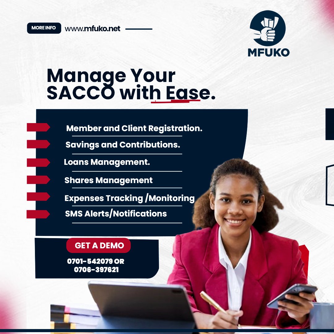 nugsoft's tweet photo. 👍Take your SACCO operations to a level of #sustainability. When you use #MFUKO Plus a #SACCOManagementsoftware built with a mind of the Ugandan Financial landscape.
⚡With advanced features to achieve you SACCO Goals
To give it a try today, it's easy
Just head on to
https://t.co/F4Lw4eVWaJ
Or
👉📞Call or WhatsApp
0701542079 or 0706397621