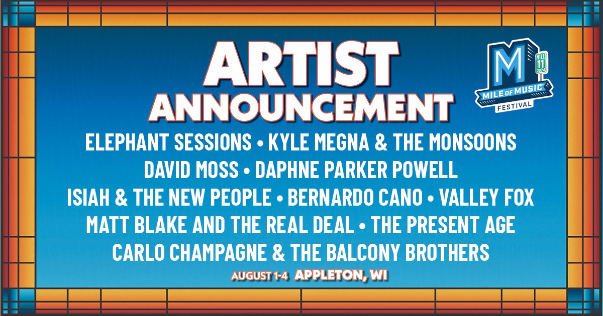 MileOfMusicFest's tweet photo. Back again with another Tuesday 10! 🔟 To date, we've now announced 165 artists for Mile 11. 😊
Who are you adding to your list? #MileOfMusic https://t.co/BFnLceJOrE