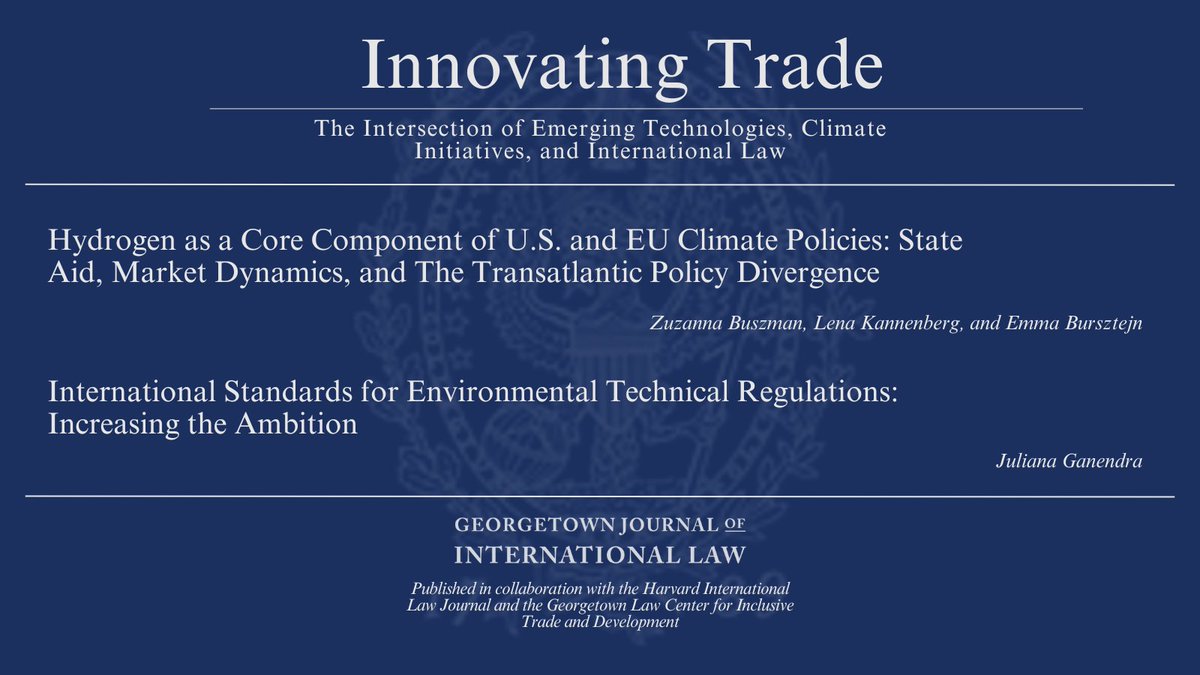 Georgetown Journal of International Law (GJIL) (@geo_j_intl_l) on Twitter photo We are thrilled to announce the publication of two pieces through our partnership with the Harvard International Law Journal! Thank you to the Georgetown Law Center for Inclusive Trade and Development for the support. <a href="/HarvardILJ/">Harvard International Law Journal</a>
Read the works here: law.georgetown.edu/international-… We are thrilled to announce the publication of two pieces through our partnership with the Harvard International Law Journal! Thank you to the Georgetown Law Center for Inclusive Trade and Development for the support. <a href="/HarvardILJ/">Harvard International Law Journal</a>
Read the works here: law.georgetown.edu/international-…