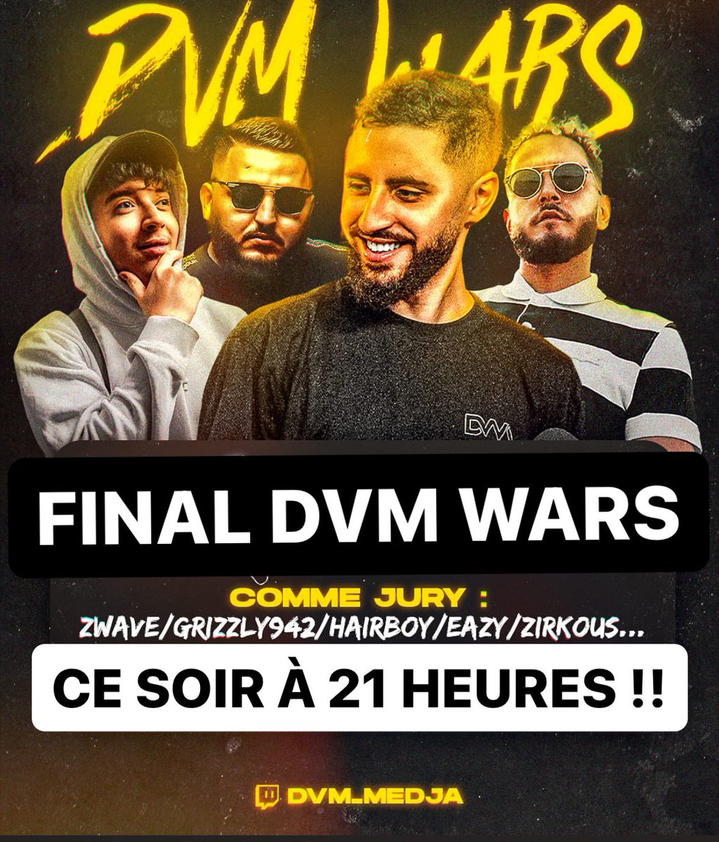 Medjalive's tweet photo. CE SOIR À 21h 

Ratez pas ça les frères !!!!!

Jury : @GamingZwave @GrizzlyVgds @BilouKB9 @Zirkous et moi ! https://t.co/3V5u5kSRxK