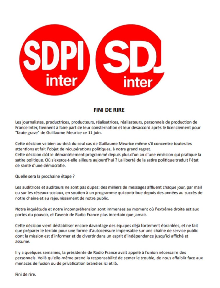 "La liberté de la satire politique traduit l'état de santé d'une démocratie" #finiderire