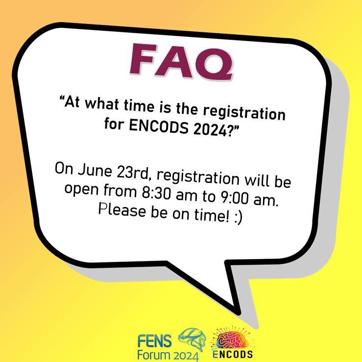 📅 Important information for ENCODS 2024 participants!

On June 23rd, registration will be available from 8:30 am to 9:00 am. Make sure to arrive promptly! 🙂 If you have questions, don’t hesitate to write to us!

#ENCODS2024 #registration #neuroscienceconference