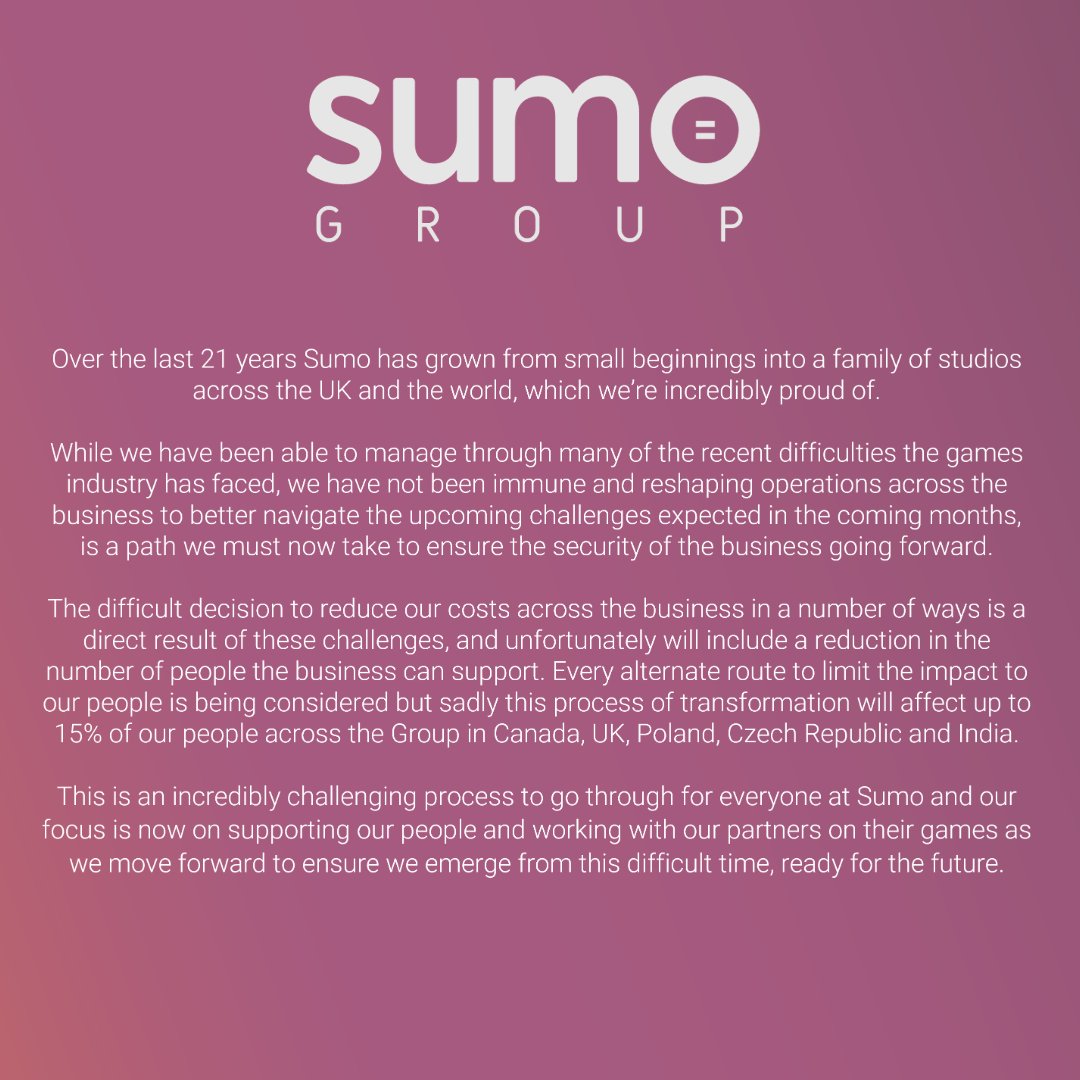 SumoGroup_ltd's tweet photo. Following an internal announcement to our people, please see the below statement: https://t.co/lr4hXzGdim
