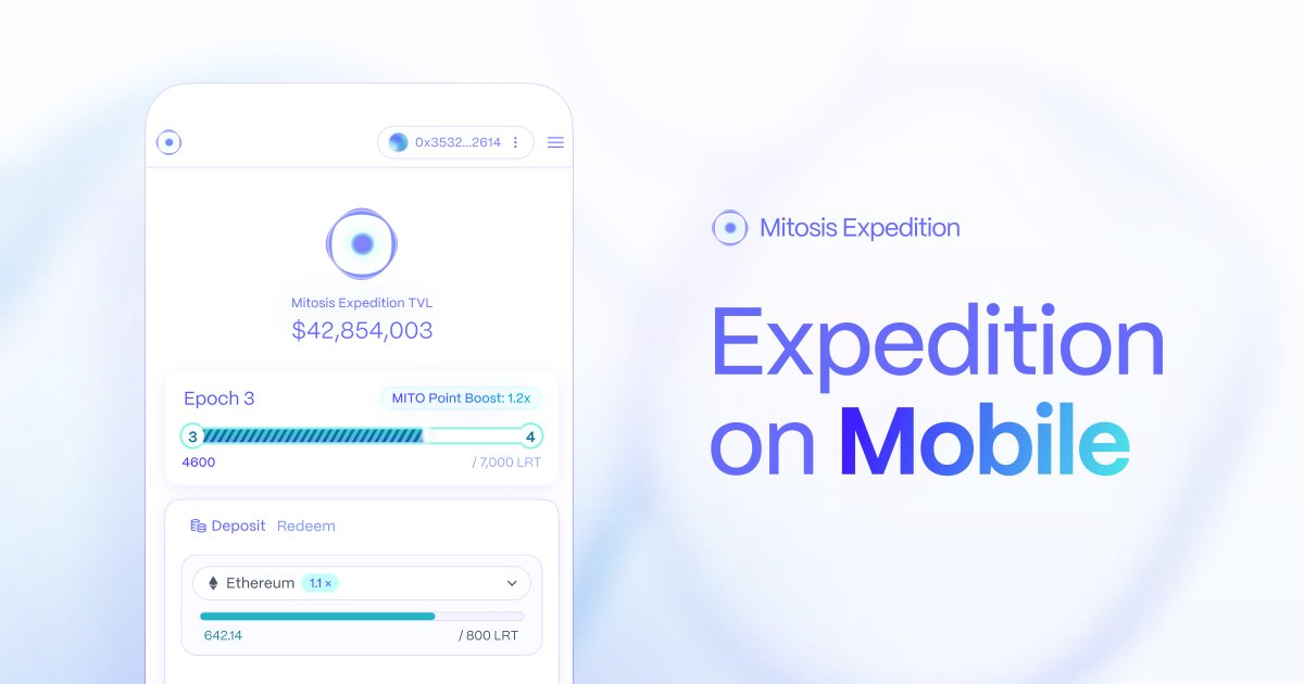 MitosisOrg's tweet image. 1/ The Mitosis Expedition app now supports mobile📱

We&apos;re happy to roll out this feature to meet the most popular demand in the Mitosian community.

Check it out now.
🔗expedition.mitosis.org