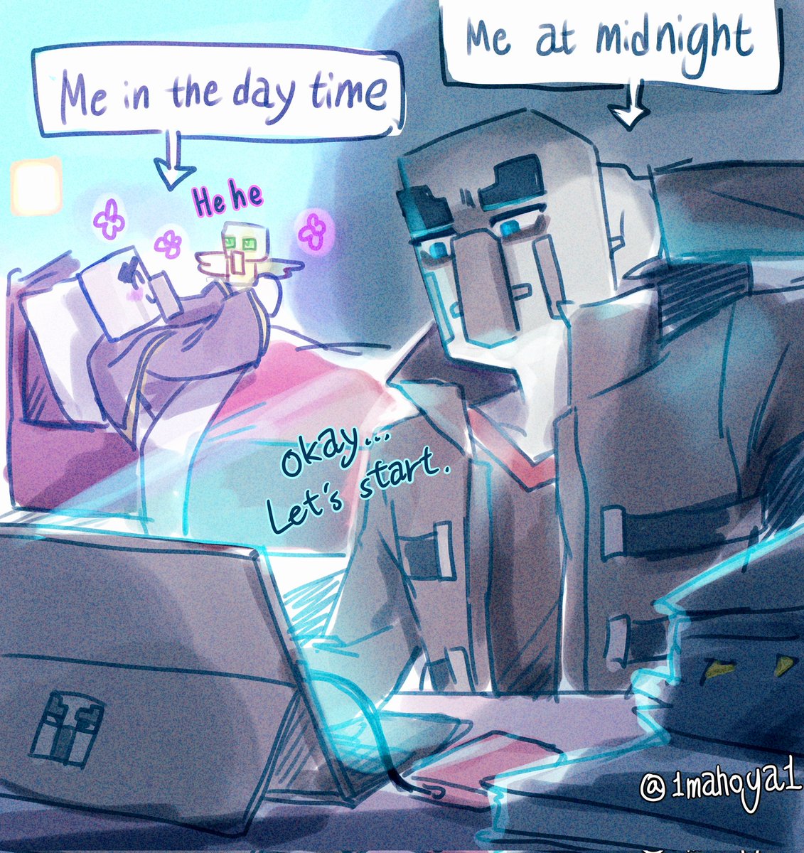 1mahoya1's tweet image. Okay.. okay... I&apos;ll do my things...
...but 
after I rkgk this...🤦

#minecraft #illager 
#vindicator #evoker