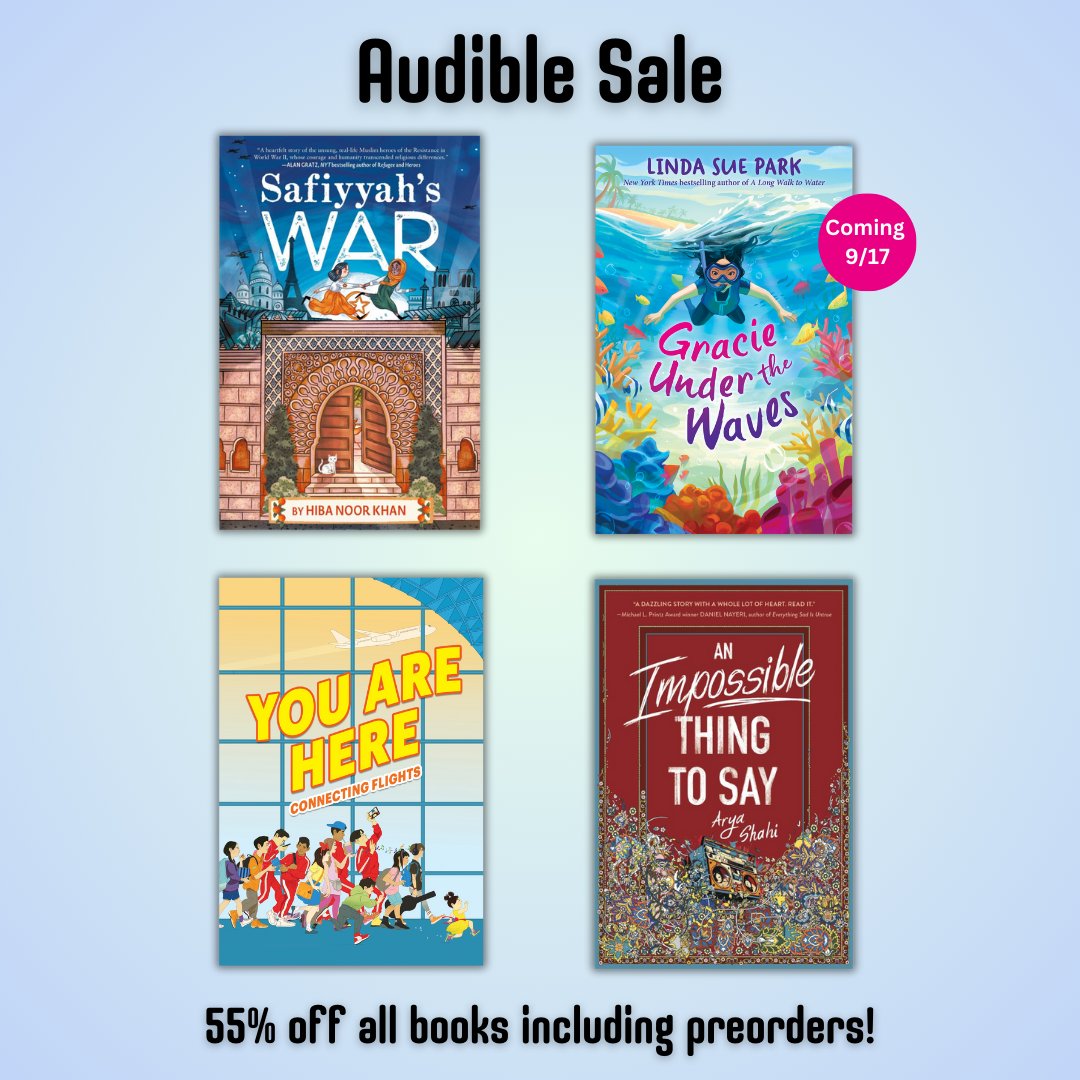 All Allida audiobooks are currently 55% off for Audible members right now! This sale includes @LindaSuePark's upcoming middle grade novel, GRACIE UNDER THE WAVES. Grab the deal before it ends, and happy listening! Link in our bio.