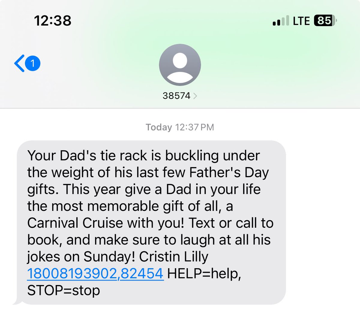 .<a href="/CarnivalCruise/">Carnival Cruise Line</a> Hey Carnival, my dad died five years ago. Thanks for reminding me he won’t be here for Father’s Day