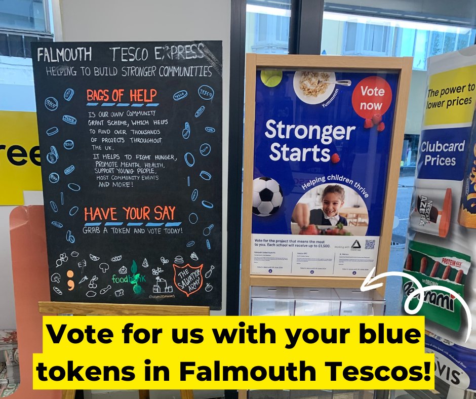 stpetrocs's tweet photo. Have you spotted us in Tesco's Blue Token Scheme across the #Falmouth area?

Vote for us in the #BagsOfHelp scheme before the end of June to help us win £1500 which will support our mission to end homelessness in Cornwall💛 https://t.co/50NS7JfX7T