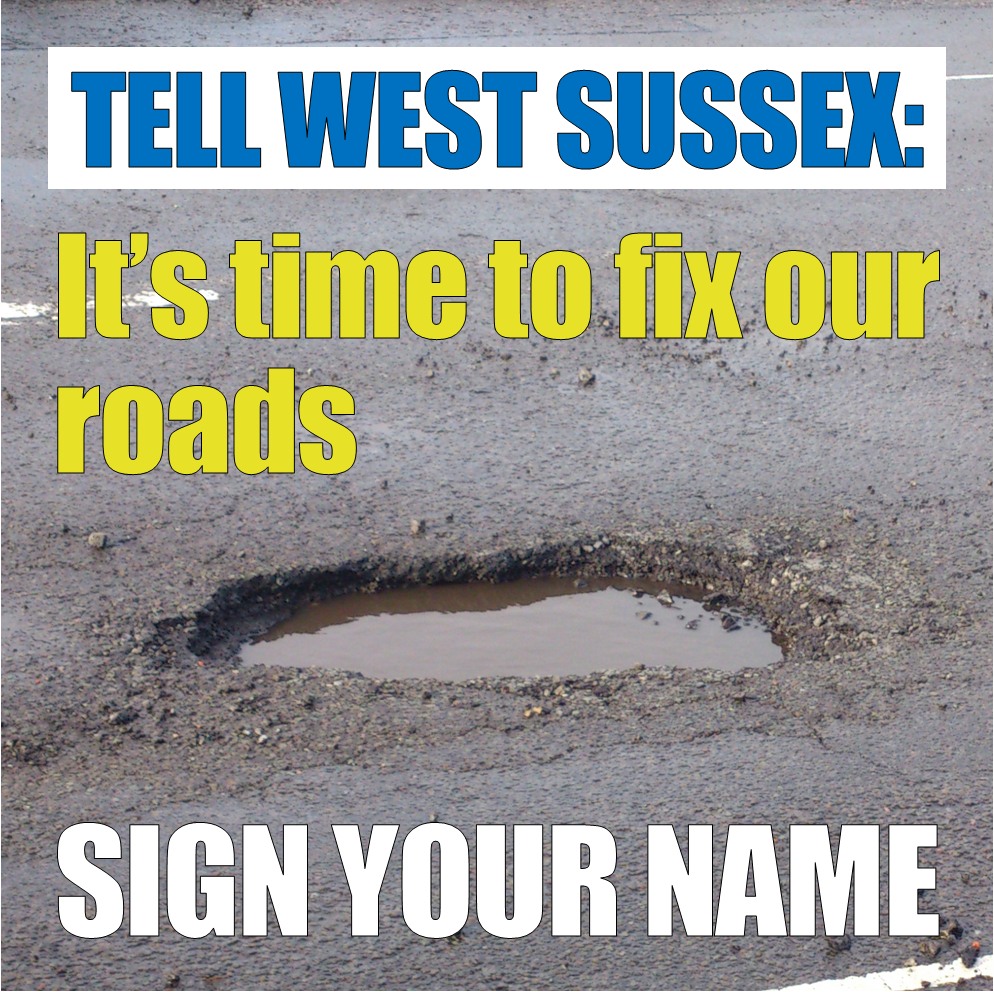 With the election out of the way, I would really encourage people to sign our petition on potholes in West Sussex. It's not a data harvesting exercise, just 3,000 signatures will force WSCC to debate our proposals for improving road maintenance chng.it/BBLMdzpCzJ