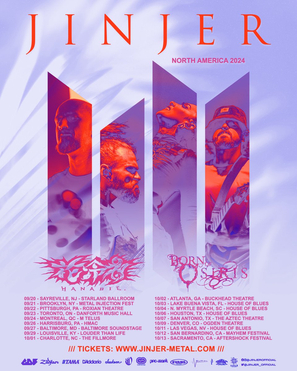 GodzRadio's tweet photo. JINJER Announces 2024 North American Headline Tour with Support from Hanabie. and Born of Osiris @NapalmRecords @jinjerofficial #jinjer #tour #usa #TuesdayMotivaton #tuesdayvibes https://t.co/Q1bfUSvha1