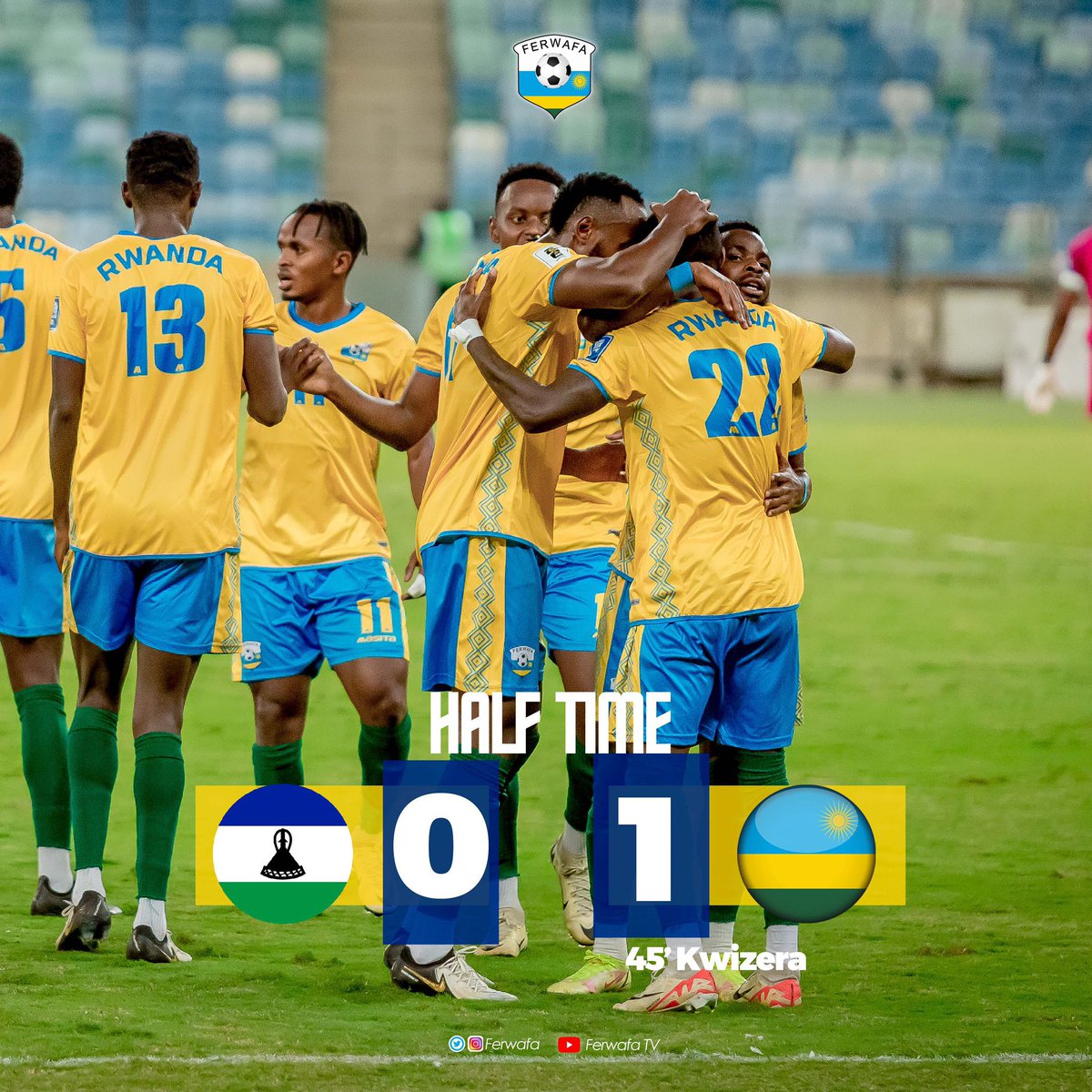 isangostar's tweet photo. HT
Lesotho 0-1 Rwanda
Kwizera Jojea 45β
#Amavubi
#2026WCQ
#LESORWA https://t.co/FbuLoxZ8tf