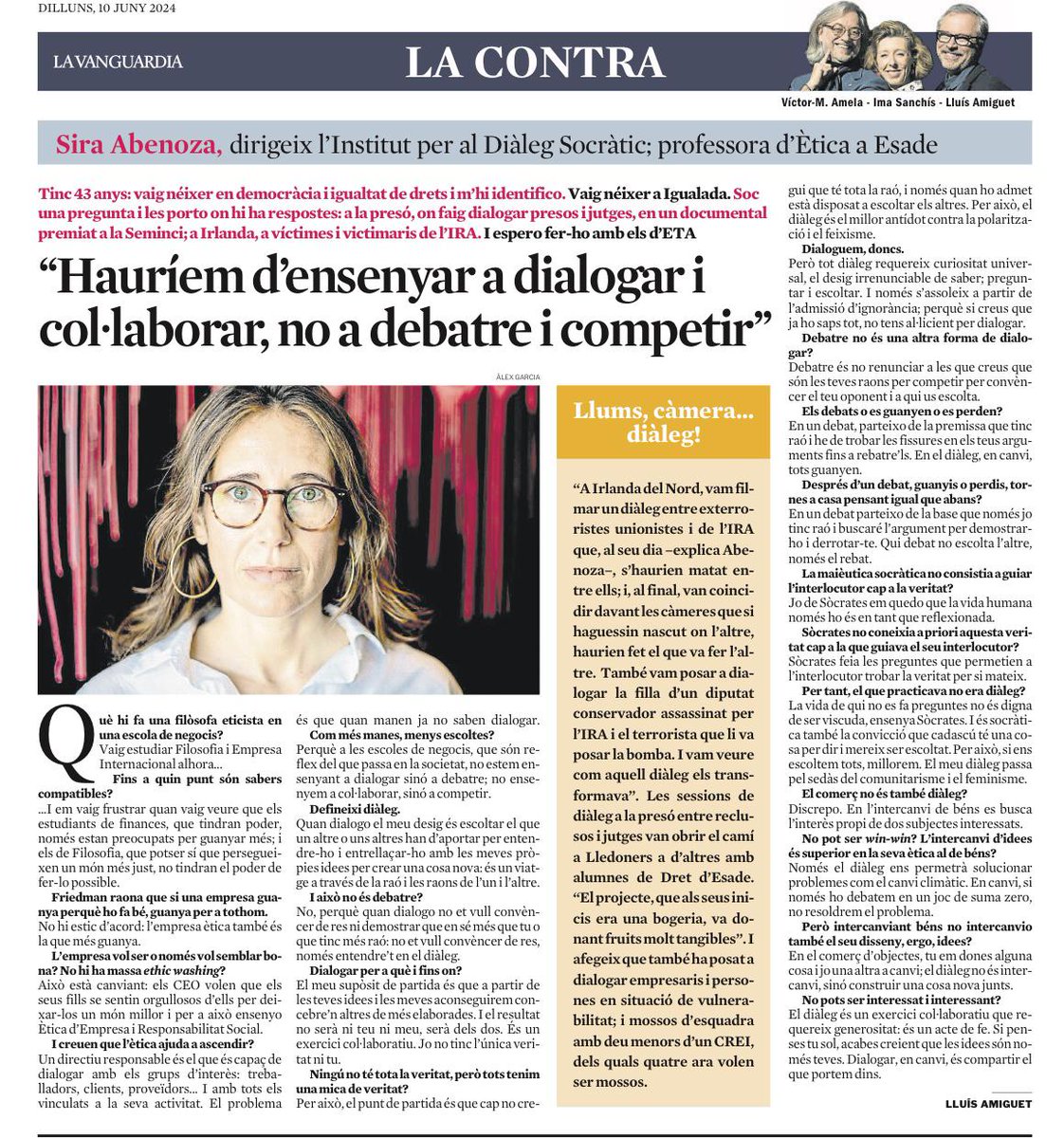 edsala62's tweet image. Per a dialogar &quot;el punt de partida és que cap no cregui que té tota la raó, i només quan ho admet està disposat a escoltar els altres.
Per això el #diàleg és el millor antídot contra la #polarització i el feixisme.
Requereix curiositat universal&quot; @sirabenoza @LaContraLV 
Doncs sí