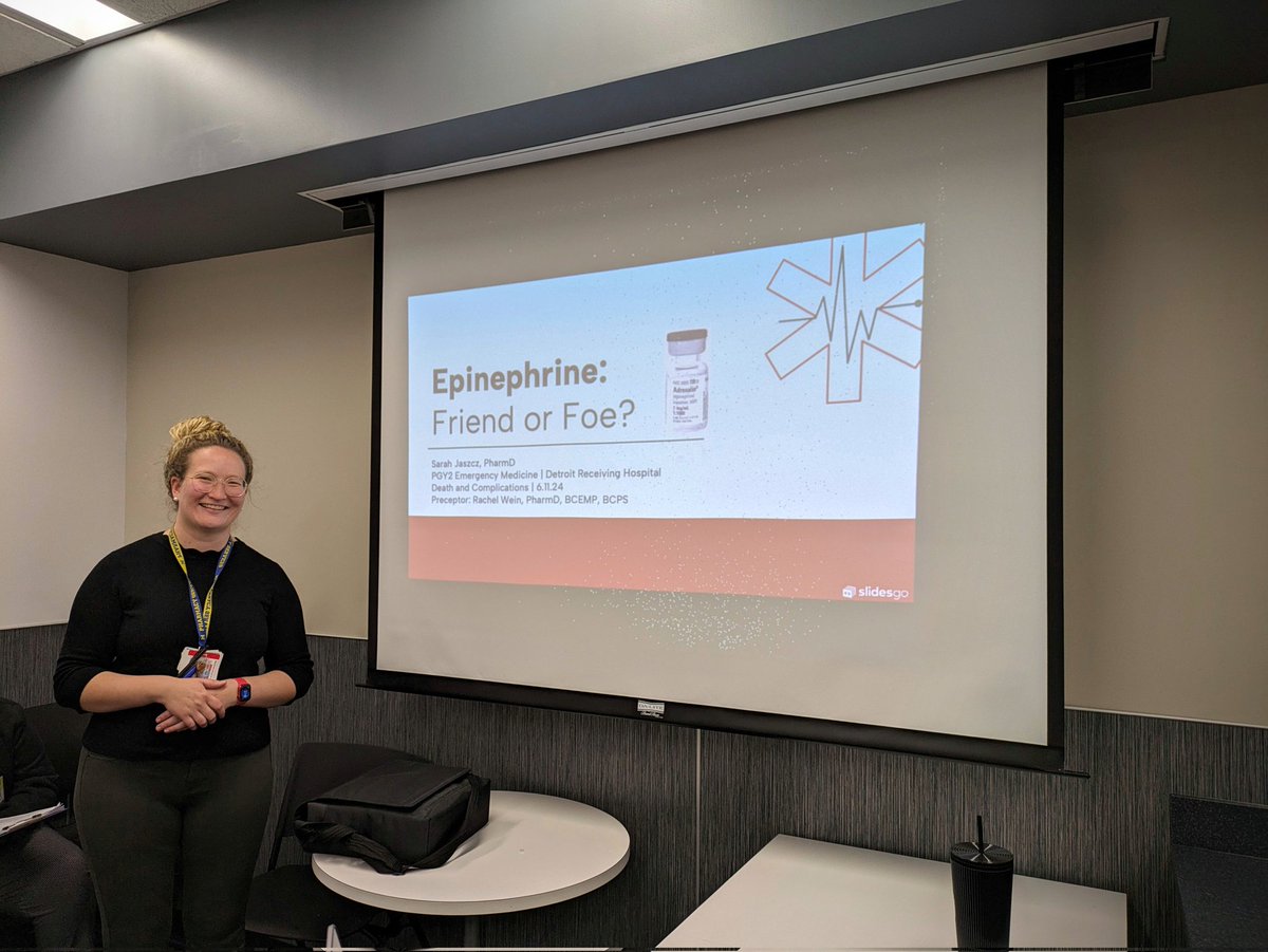 Rachel Wein (@wein_rachel) on Twitter photo <a href="/SEHPharmD22/">Sarah Jaszcz</a> rounding out her PGY2 EM residency at DMC by giving her last presentation to the pharmacy department on proper administration and dosing of epinephrine for different indications. <a href="/SEHPharmD22/">Sarah Jaszcz</a> rounding out her PGY2 EM residency at DMC by giving her last presentation to the pharmacy department on proper administration and dosing of epinephrine for different indications.