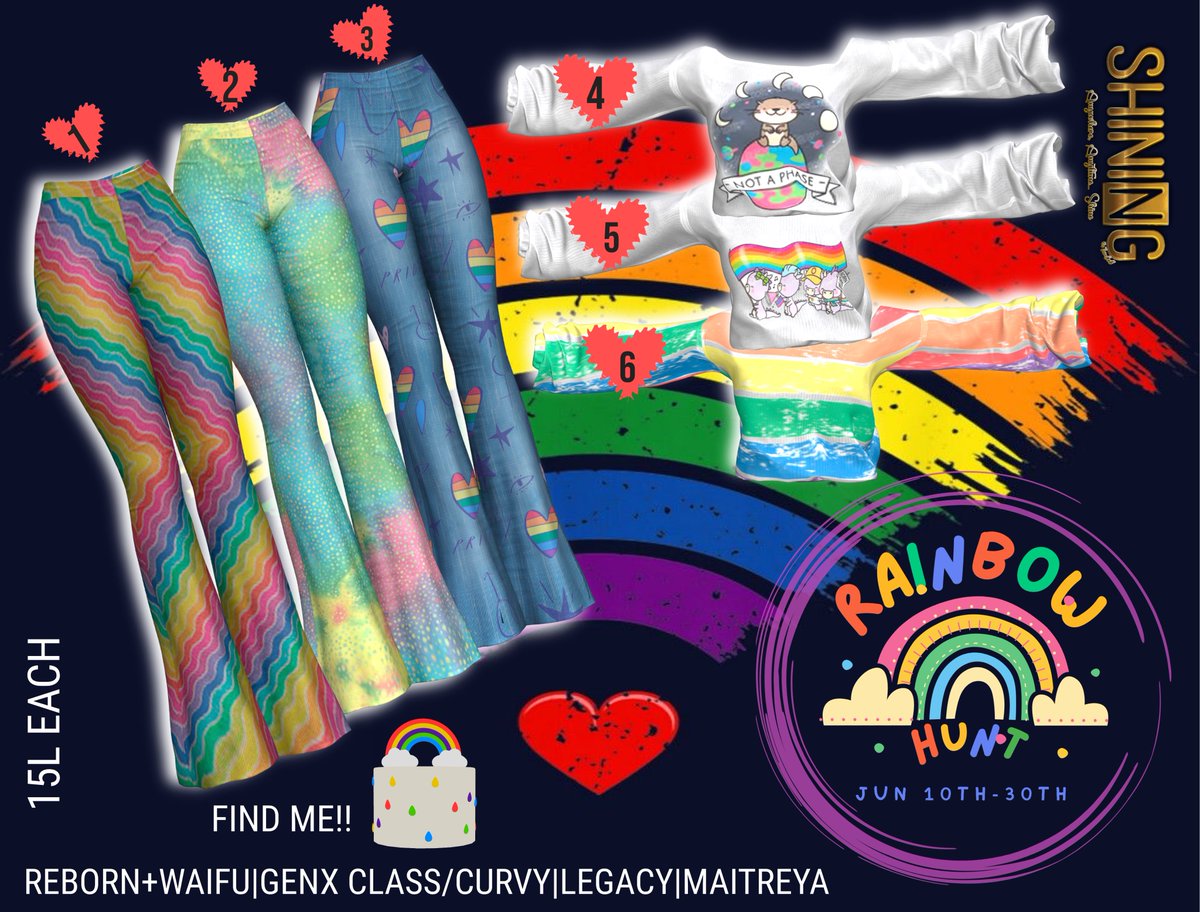 ShiningSL's tweet photo. 🌈The Rainbow Hunt has begun!!! Jun 10th - 30th🌈 💛❤️💚💙6 prizes, 15L each 💛❤️💚💙 💛TAXI https://t.co/0rS19A8k1e https://t.co/GZSTpsl0YY