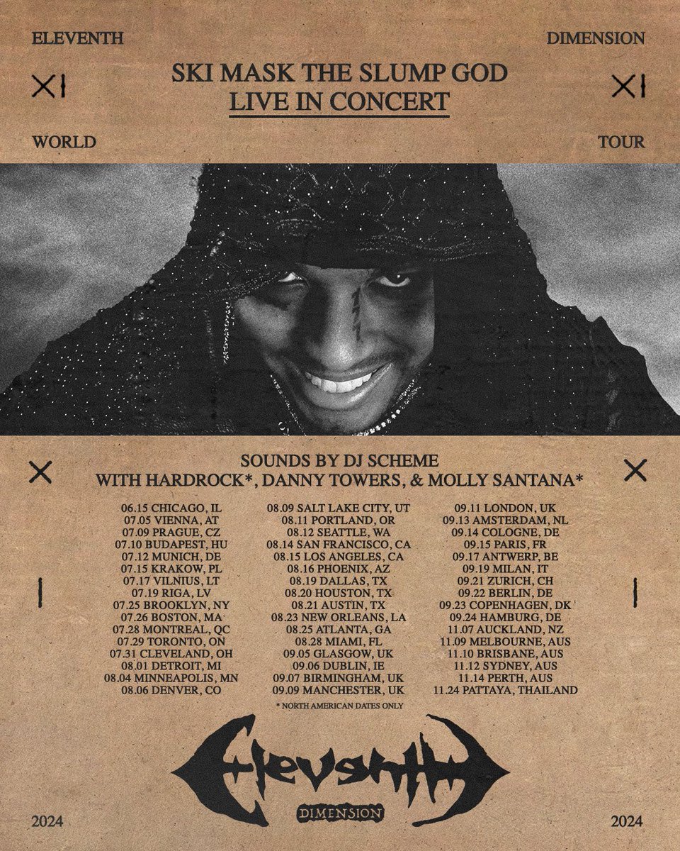 DJSCHEME_'s tweet image. TOUR TIME 🖤 like this post for free tixs for u + a friends in ur city 
@THESLUMPGOD