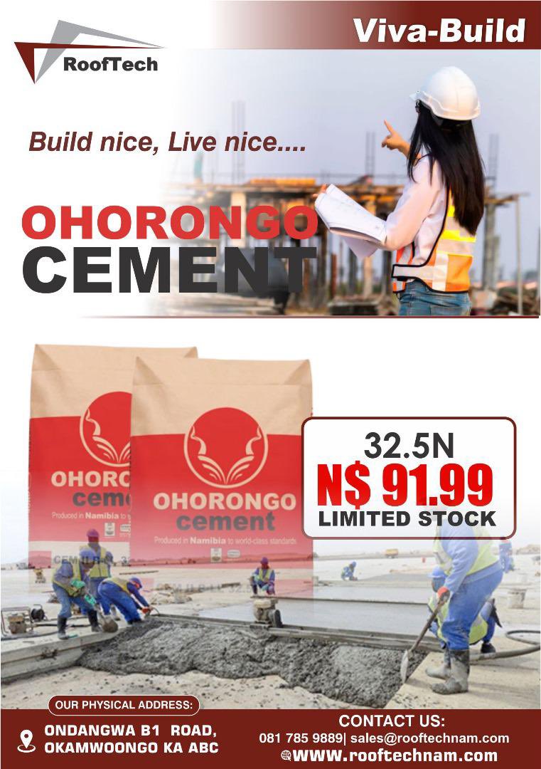 🎉🎊SPECIAL offer on Ohorongo Cement at RoofTech Viva-Build Ondangwa Branch.
