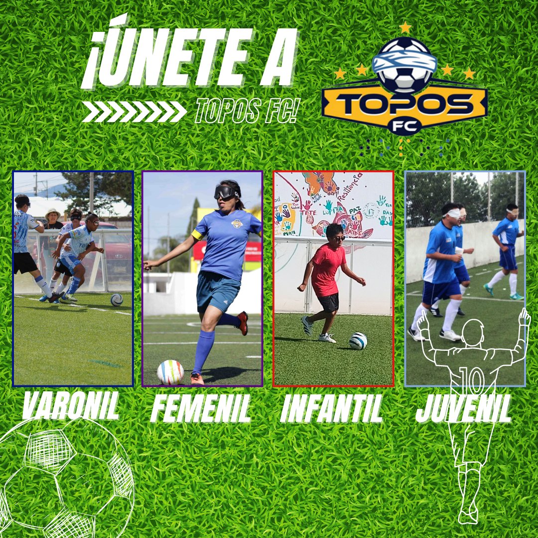 ToposFCPuebla's tweet photo. ¿Eres una persona con discapacidad visual? (ceguera o baja visión)😎 ¡Queremos que hombres, mujeres, niñas, niños y jóvenes se unan a nuestros equipos⚽!
Pide informes por whats app 📳2222796186
#toposfc #Puebla #futbolparaciegos https://t.co/T1ao4vfYdi