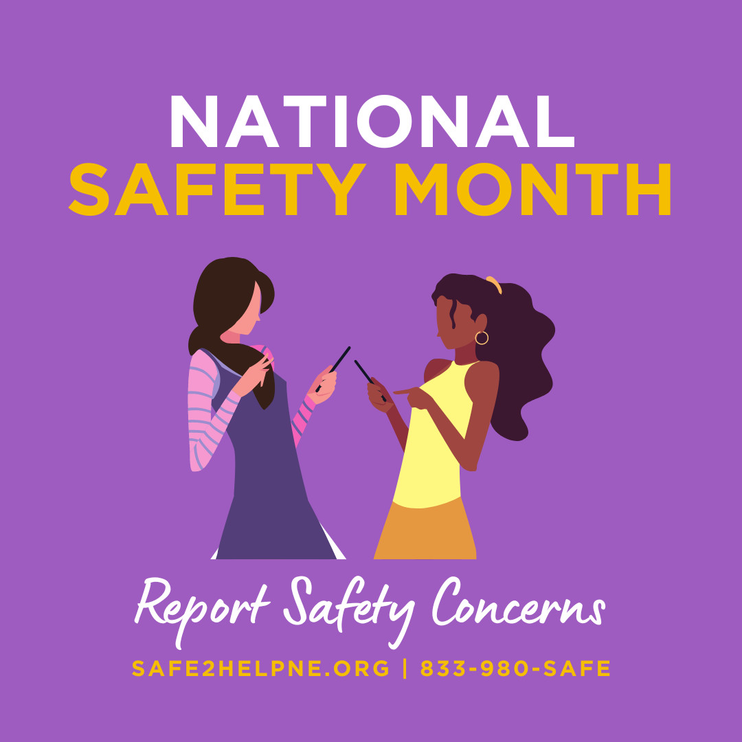 Safe2HelpNE's tweet photo. This National Safety Month, let's stand up against abuse, bullying, and threats. Report any safety concerns anonymously, anytime at https://t.co/fQDs3zk0gA.
Your courage can help protect your friends. #NationalSafetyMonth #Safe2Help #StopBullying https://t.co/yF1w0kDlyJ