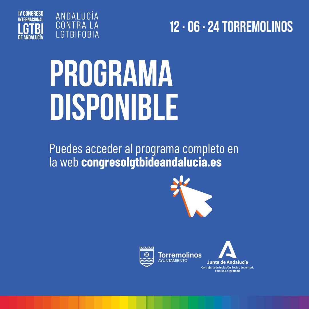 LGTBIand's tweet photo. 📅🌈 Consulta el programa completo del Congreso Internacional LGTBI de Andalucía en nuestra página web.
¡Planifica tu asistencia y no te pierdas ninguna ponencia ni actividad! 🏳️🌈✨
#ProgramaLGTBI #CongresoLGTBI #Diversidad
👉https://t.co/e3M4BpSlB7 https://t.co/nwIHRFYIZS