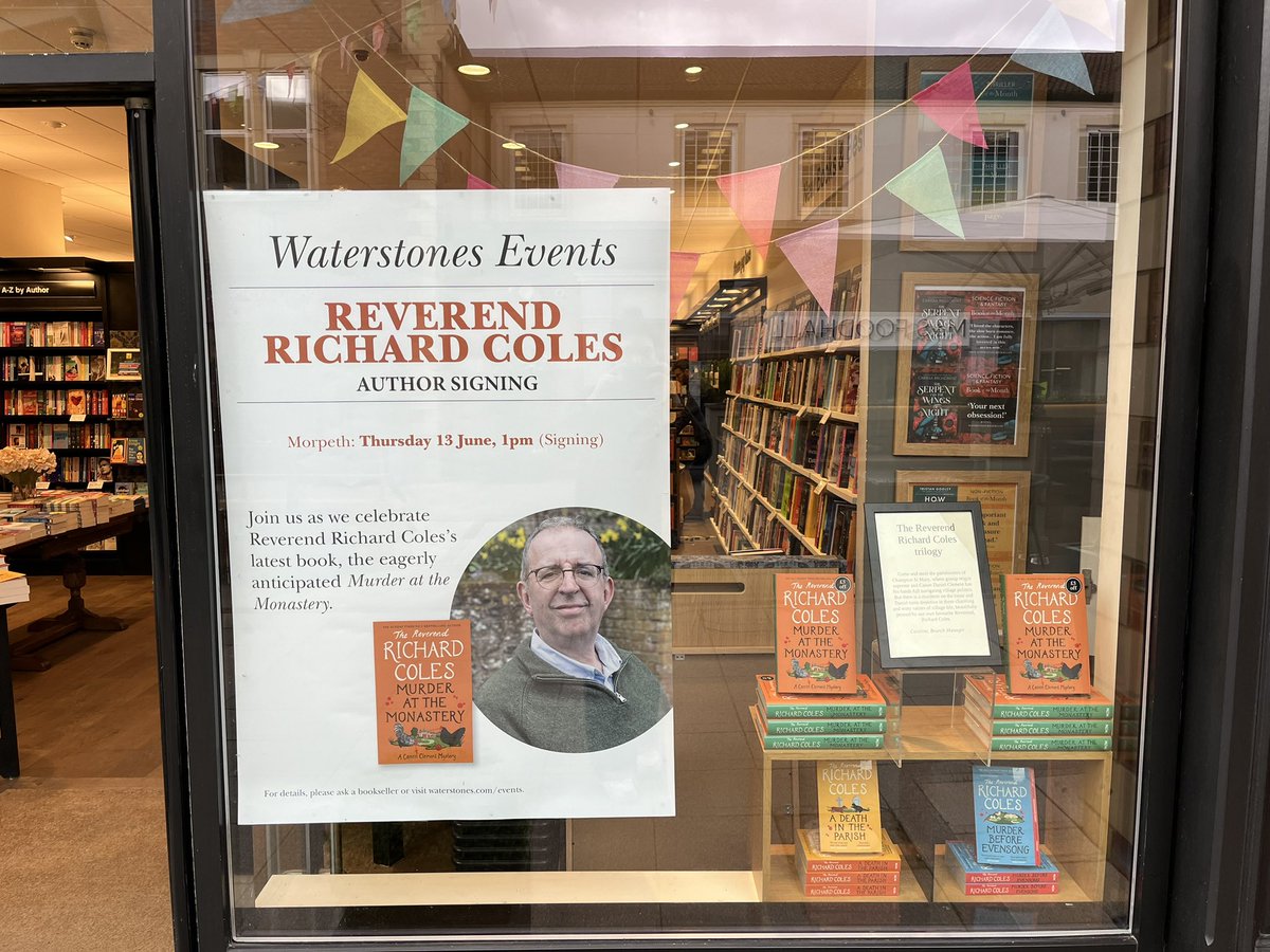 Two more sleeps until we have Reverend Richard Coles in Morpeth Waterstones on June 13th at 1pm signing his new book Murder at the Monastery! This is an author signing so please arrive early to avoid disappointment! <a href="/SandersonArcade/">Sanderson Arcade</a> <a href="/gigicroft/">Virginia Woolstencroft</a>