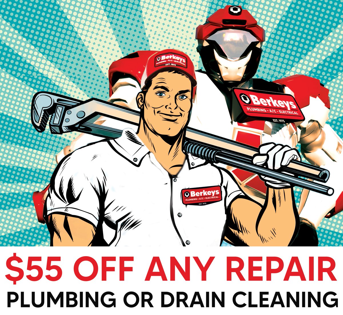 Berkeys's tweet photo. $55 Off Any Plumbing Repair or Drain Cleaning! Upgrade your home's plumbing system with Berkeys and save big on repairs and maintenance. Visit https://t.co/YeJs03AG6l for details on this limited-time offer. Choose Berkeys for top-notch service in plumbing, electrical, and HVAC! https://t.co/Z45e7hwNhi