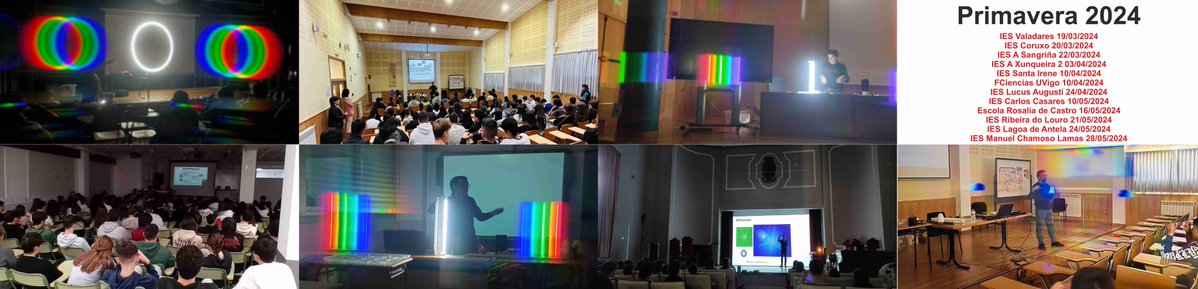 Y en #primavera en 12 centros de #Galicia con #experimentos sencillos de #Física de la
@eME_Vigo ... lo que nos cuenta la #luz  🦄 #Hands-on #Spectroscopy: Linking #Research and #Schools #summeriscoming