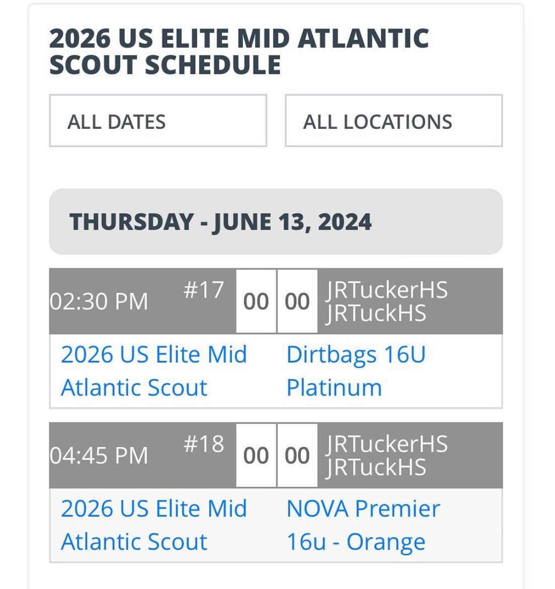 US Elite 2026 Mid Atlantic - Scout (@uselitema2026) on Twitter photo Her is our pool play schedule for @pbrtscouting Mid-Atlantic Program invite only Richmond tournament this upcoming weekend. Bracket play starts on Friday. <a href="/maryland_us/">US ELITE MID ATLANTIC BASEBALL</a> <a href="/USElitebase/">US Elite Baseball</a> <a href="/PrepBaseballMD/">Prep Baseball Maryland</a> <a href="/PBRVirginiaDC_/">PBR Virginia/DC</a> @PBRWestVirginia Her is our pool play schedule for @pbrtscouting Mid-Atlantic Program invite only Richmond tournament this upcoming weekend. Bracket play starts on Friday. <a href="/maryland_us/">US ELITE MID ATLANTIC BASEBALL</a> <a href="/USElitebase/">US Elite Baseball</a> <a href="/PrepBaseballMD/">Prep Baseball Maryland</a> <a href="/PBRVirginiaDC_/">PBR Virginia/DC</a> @PBRWestVirginia