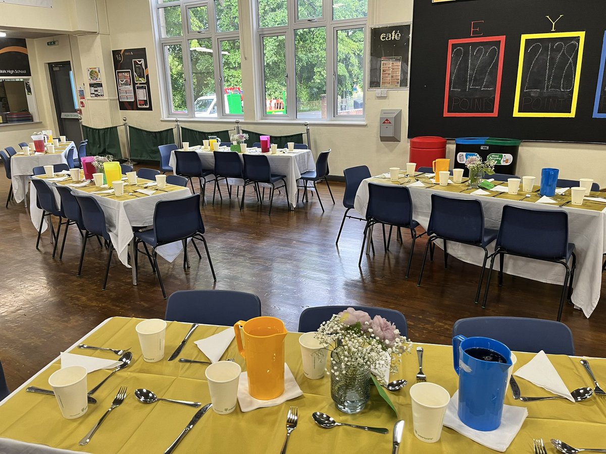 Leavers evening is beginning with Mr Bryson. Hall all set for Prom later too!