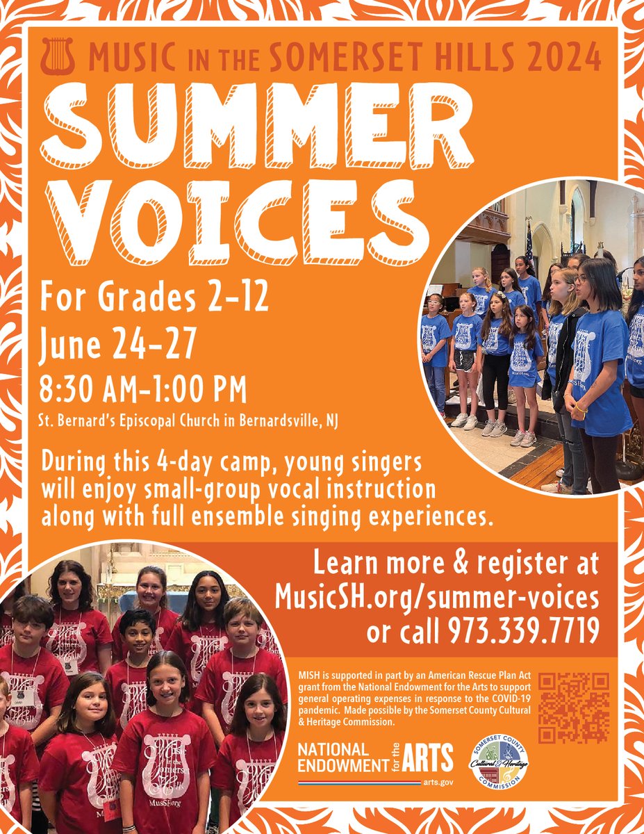 Summer Voices starts June 24! 🌞 Rising 2-12th graders will enjoy 4 days of group activities, individual singing, and musicianship building sessions with an amazing faculty of music professionals. 

Learn more &amp; register:
MusicSH.org/summer-voices 🎶