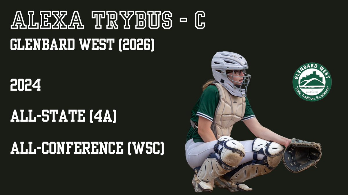 Congratulations to sophomore <a href="/TrybusAlexa/">Alexa Trybus</a> for being named to the West Suburban All Conference team &amp; 3rd Team All-State!  Alexa did a tremendous job behind the plate as well as at the plate this year. 
#AsOne