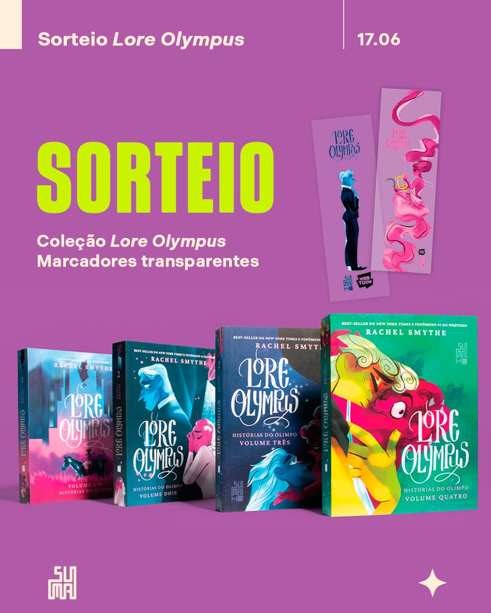 EditoraSuma's tweet photo. Concorra a uma coleção de LORE OLYMPUS + marcadores transparentes exclusivos! 😍 Para participar é só:

-Seguir @EditoraSuma;
-Dar RT com comentário usando "Suma + Lore Olympus = 🩷";
-Ter endereço de entrega no Brasil.

2 pessoas serão sorteadas no dia 17/06. 👀

BOA SORTE! ✨ https://t.co/okdLYctGsb