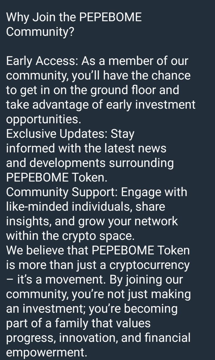PEPEBOME_COIN's tweet photo. ๐ข Important Announcement ๐ข
PEPEBOME_COIN is here to redefine the crypto experience. Get ready to be part of something extraordinary. Join us on this journey to the forefront of blockchain innovation. #PEPEBOME #CryptoRevolution #BlockchainFuture #Altcoin #BTC #ETH #PEPE #BOME https://t.co/MpAeRxIcwB