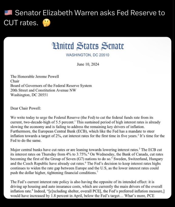 The FED FOMC Meeting Is Coming As Elizabeth Warren Is Urging Jerome Powell To Cut Rates  Canada Has Cut<a href="/tag/xrp"class="tags"><span>#xrp</span></a>