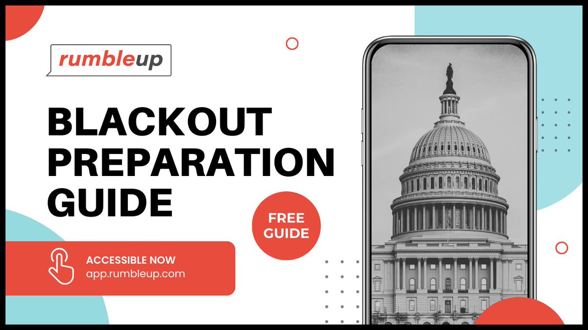 rumbleup's tweet image. Our new must-read Blackout Preparation Guide is here at last! Take a deeper look into essential strategies for maintaining contact with constituents during mass communication moratoriums: hubs.ly/Q02BpLbX0

#RumbleUp #P2Pmessaging #politicaltechnology #ebooks
