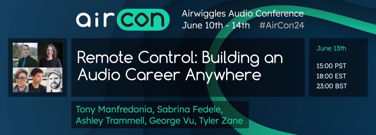 I'm super excited to be on a panel for aircon this year :) 

I'm honored to talk about building a career with four other inspiring people!

Check it out Thursday at 3:00 PM Pacific Time!

#gamedev #indiegamedev #gameaudio #gamecomposers #aircon #airwiggles