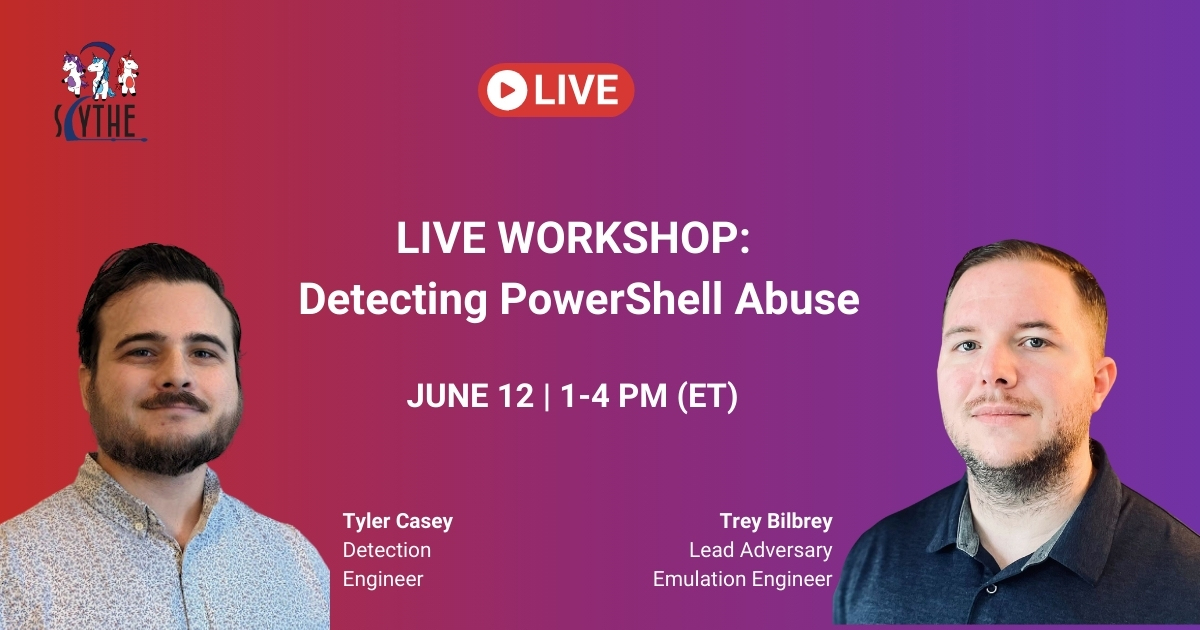 scythe_io's tweet image. Ready for a LIVE hands-on-three-hour workshop with our team?

You better be because on June 12 from 1PM to 4PM (ET), our experts are teaching you how to detect PowerShell abuse. 

Secure your spot: tinyurl.com/mv6c7rcz 

#powershellabuse
#cyberattack
#scythe