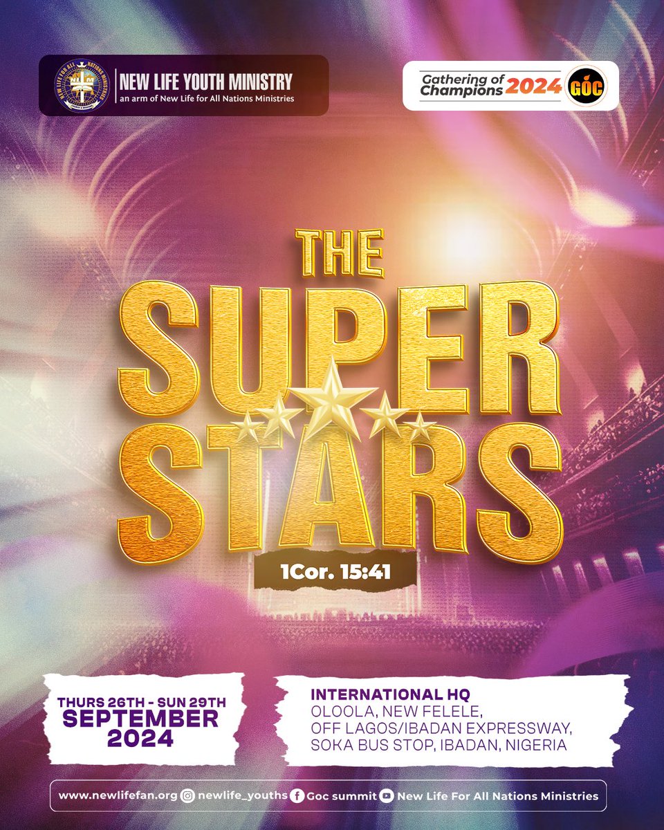 nlym_youths's tweet photo. Beyond horizon of time,
His glory radiates brightly, 
All men see it and give glory to the creator,
Generations, Races and Kings are brought to the brightness of His rising.

He is no regular star,
He is a Superstar, 
We are Superstars!

#thesuperstars
#gocsummit24
#newlifeyouth https://t.co/WaRLoTrCf4