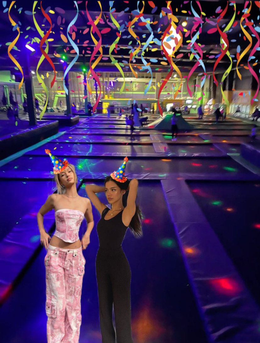 beau2093's tweet photo. emilia and i successfully infiltrated a kids bday party at sky palace :D we even got their mom to take this pic of us. happy birthday bobby! thanks for the hats π #FIGAMESTASKS https://t.co/J3QxyGSwMx