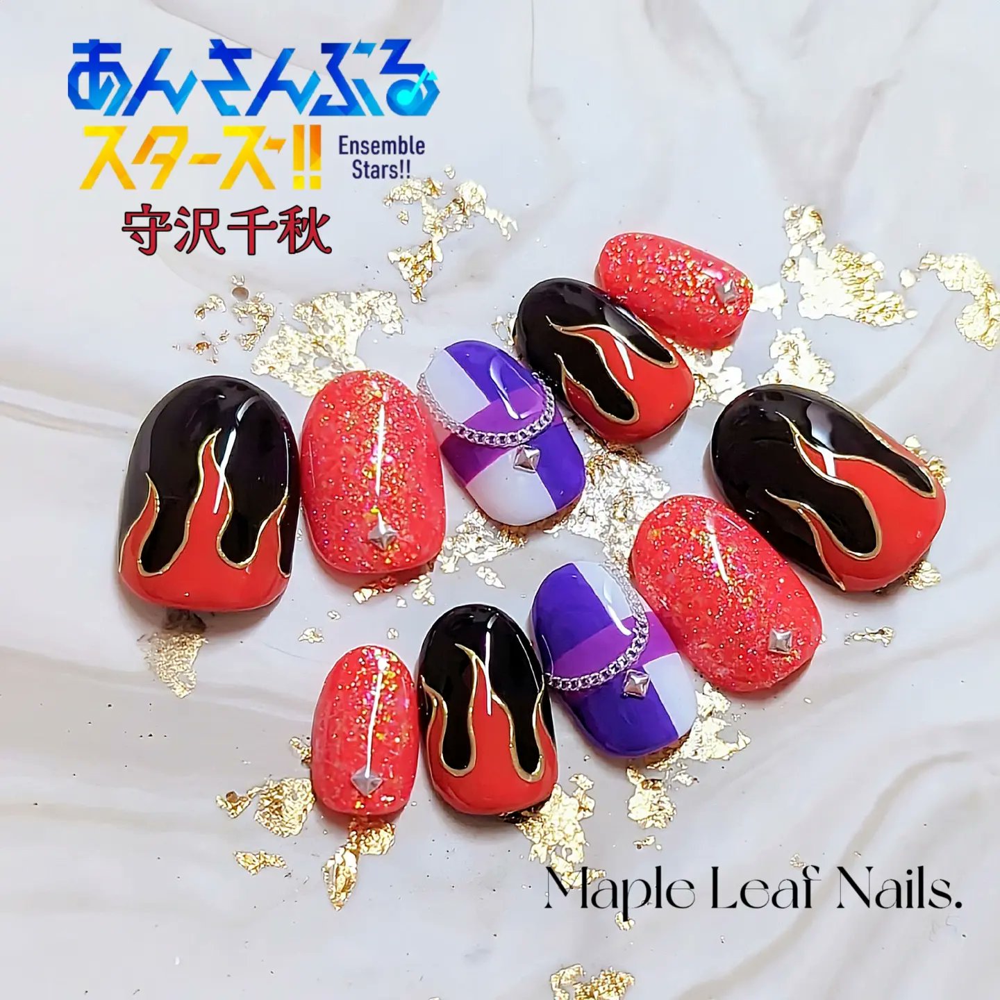 ネイルチップオーダー　nao様 刀剣乱舞 後家兼光】 かっこいいデザインに仕上がりました