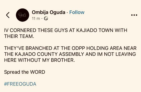 Stop the games and free <a href="/gabrieloguda/">Gabriel Oguda</a>!
#FreeOguda