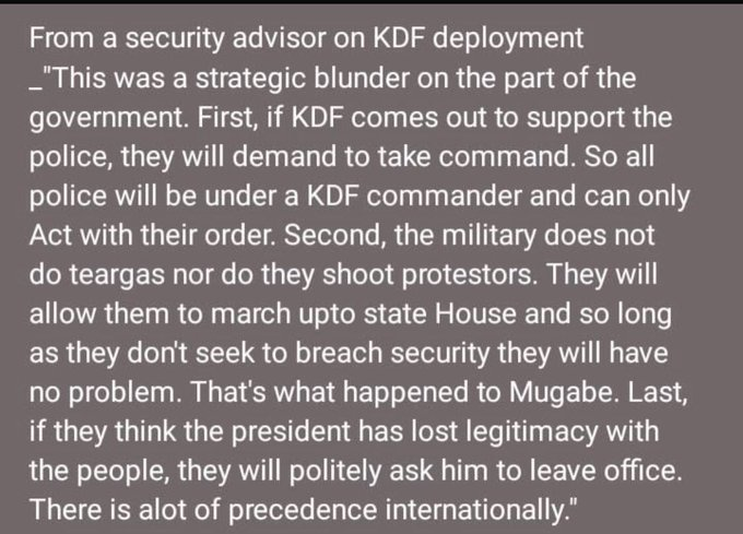 "KDF DOES NOT DO TEARGAS NOR DO THEY SHOOT PROTESTORS"