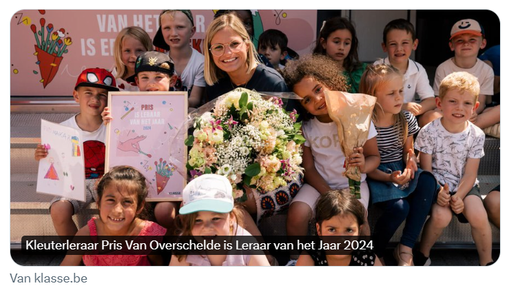 Proficiat Leraar van het Jaar 2024 Pris Van Overschelde !
Het doet plezier om te merken in het filmpje dat je gebruik maakt van Kaatje Klank, een project van de Odisee-hogeschool, om de voorbereidende technische leesvaardigheden van kleuters te stimuleren.
kaatjeklank.odisee.be