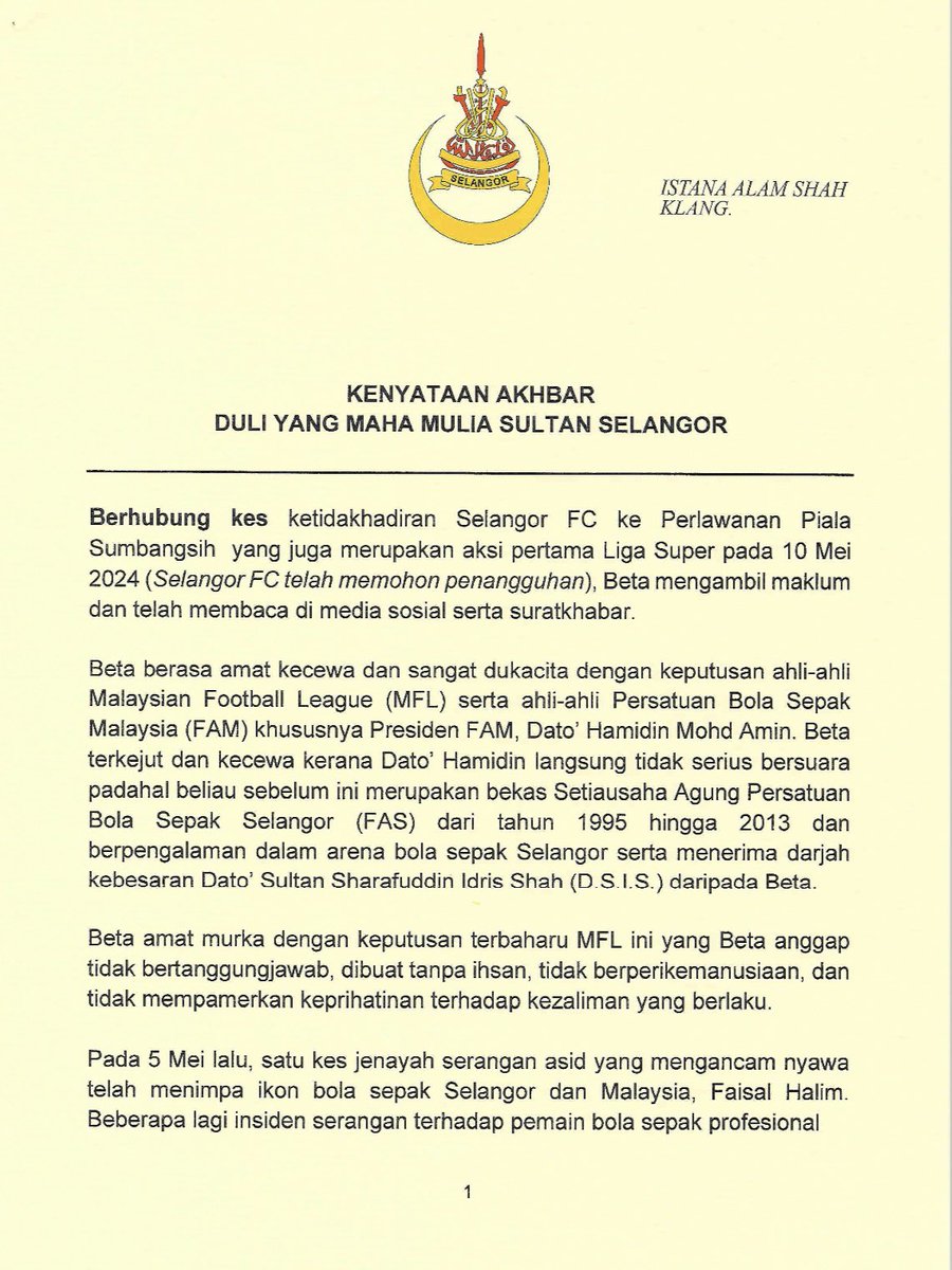 Selangor Royal Office tweet media